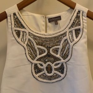 Vince Camuto white beaded blouse